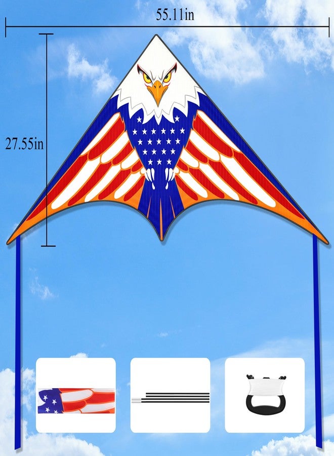 Crogift Kites For Kids Ages 4-8 & 8-12，Large Delta Kites For Adults, Boys And Girls Beach, Easy To Fly, Perfect For Beginners, Gifts For Holiday Easter Festival (Eagle Flag) - Image 2