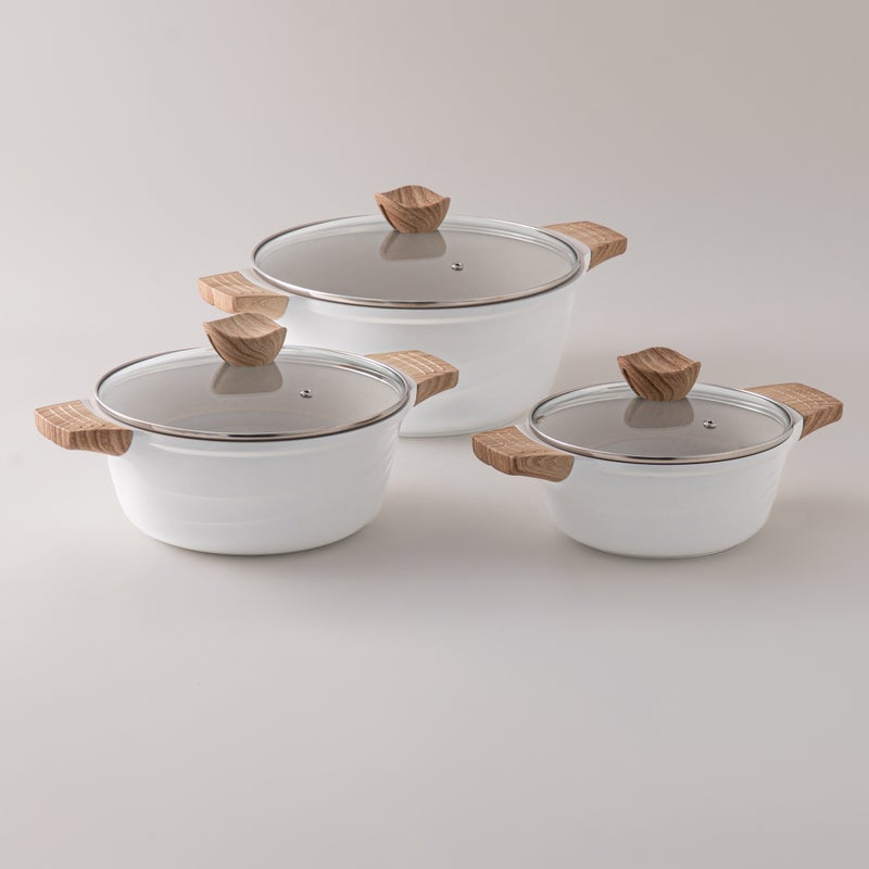 ألبرتو طقم قدور ألومنيوم 7 قطع، أبيض - Image 2