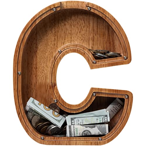 ladenk 12 Inch Extra Large Wooden Kids Letter Piggy Bank  Piggy Bank for Boys Girls  Initial C Bank  Alphabet Money Bank for Birthday - Image 1