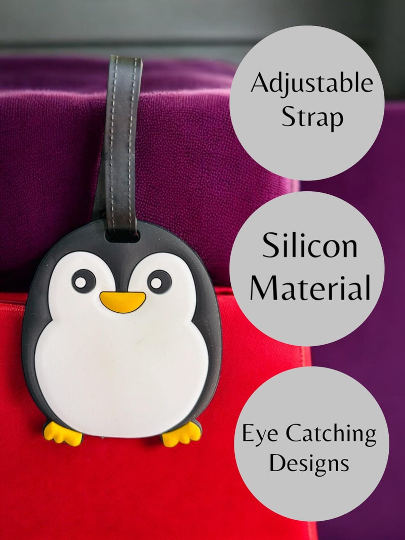TraveEssentialz Luggage Tags for Travel & Easy Identification for Bags | Cute Silicon Luggage Tags for Suitcases | Travel Essential Item | Birthday Gift (Penguin-A) - Image 3