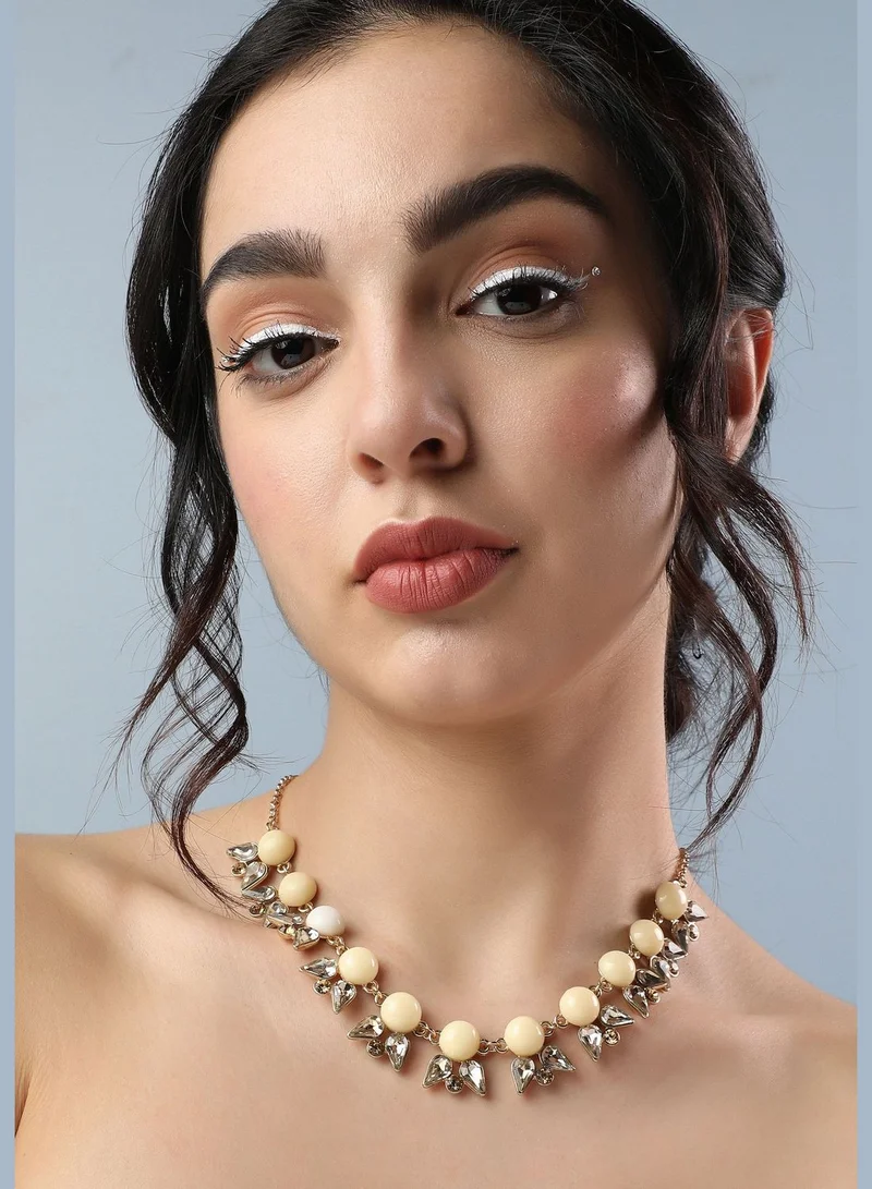 SOHI Gold Plated Designer Stone Party Necklace For Women