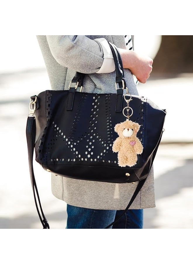 Cute Plush Keychain, Kawaii Bag Charm for Handbags, 8'' Stuffed Brown Teddy Bear Keychain, Cute Keychain Plush, Soft Bear Purse Charms for Women Backpack Car Key Accessories Gift - Image 4