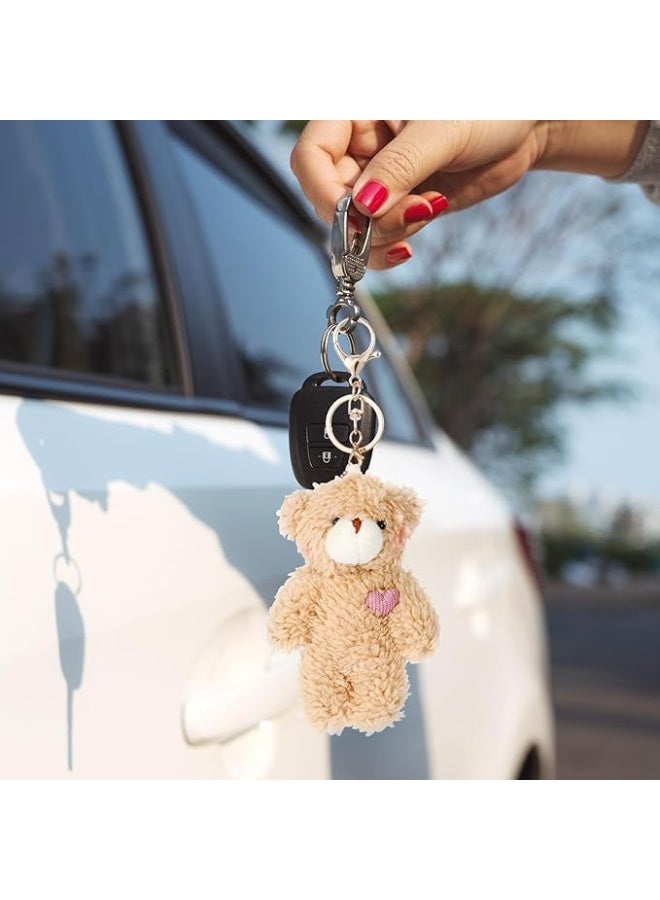 Cute Plush Keychain, Kawaii Bag Charm for Handbags, 8'' Stuffed Brown Teddy Bear Keychain, Cute Keychain Plush, Soft Bear Purse Charms for Women Backpack Car Key Accessories Gift - Image 5