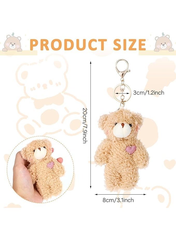 Cute Plush Keychain, Kawaii Bag Charm for Handbags, 8'' Stuffed Brown Teddy Bear Keychain, Cute Keychain Plush, Soft Bear Purse Charms for Women Backpack Car Key Accessories Gift - Image 2