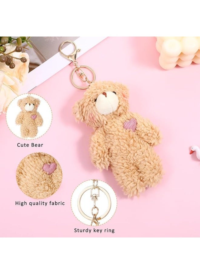 Cute Plush Keychain, Kawaii Bag Charm for Handbags, 8'' Stuffed Brown Teddy Bear Keychain, Cute Keychain Plush, Soft Bear Purse Charms for Women Backpack Car Key Accessories Gift - Image 3