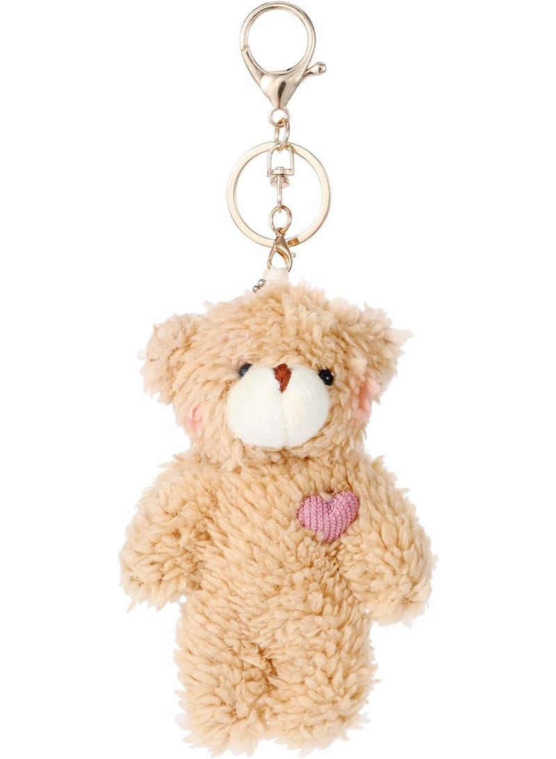 Cute Plush Keychain, Kawaii Bag Charm for Handbags, 8'' Stuffed Brown Teddy Bear Keychain, Cute Keychain Plush, Soft Bear Purse Charms for Women Backpack Car Key Accessories Gift - Image 1