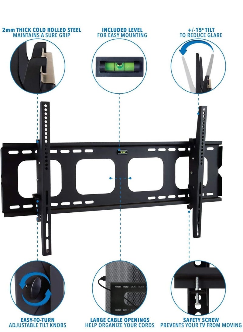 ELTRAZONE ELTERAZONE Large Tilting TV Wall Mount Bracket | 42 43 50 55 58 65 70 75 80 Inch | 220 Pound Capacity | VESA Compatible | Low Profile | Flat Screens - Image 3
