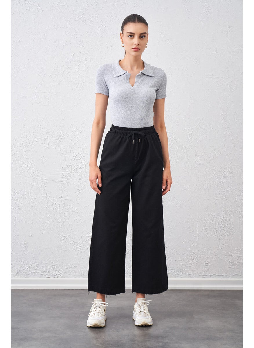 Women's Black Tie Waist Wide Cropped Stitched Leg Trousers - pzsku/ZE811D44925FC6E400142Z/45/_/1739802280/d8cf8009-d42e-4df9-8939-8f66f8fa5eee