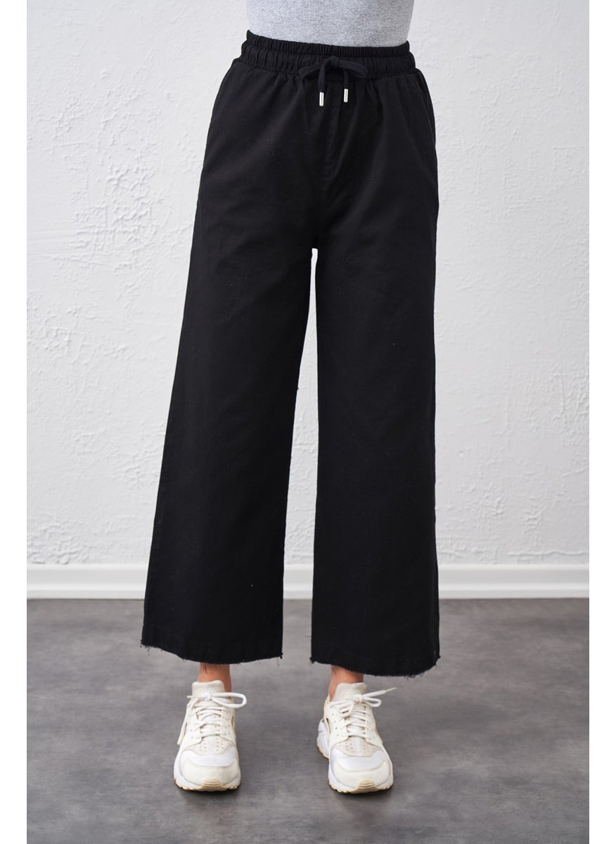 Women's Black Tie Waist Wide Cropped Stitched Leg Trousers - pzsku/ZE811D44925FC6E400142Z/45/_/1739802281/f7cfdca1-101c-4203-99a6-4ccb5aa37b69