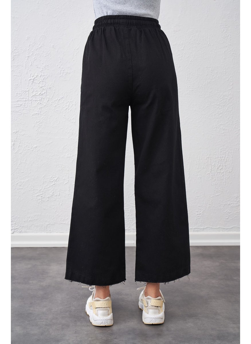 Women's Black Tie Waist Wide Cropped Stitched Leg Trousers - pzsku/ZE811D44925FC6E400142Z/45/_/1739802282/8ff399b0-a65c-465d-b0ae-6d8c9142d9c0