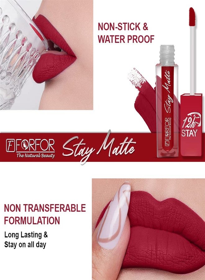 FORFOR® Stay Matte Long Lasting Mini Liquid Lipstick Waterproof (Peppy Red) - Image 4