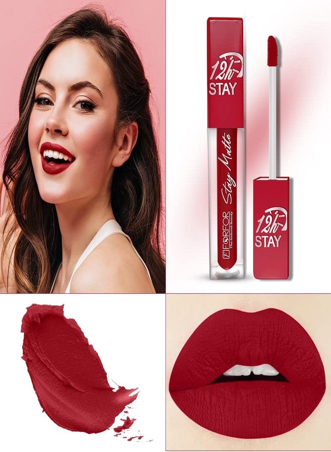 FORFOR® Stay Matte Long Lasting Mini Liquid Lipstick Waterproof (Peppy Red) - Image 3