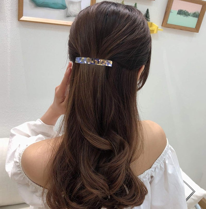 Eyegla 2PCS French Design Hair Barrette Tortoise Shell Celluloid Rectangle Hair Clips for Women - Image 2