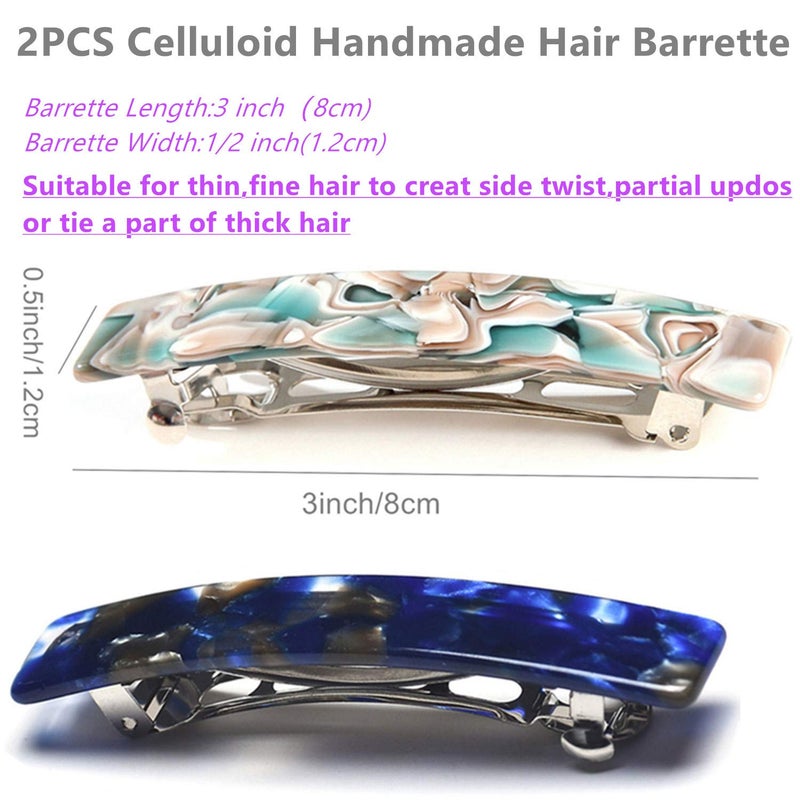 Eyegla 2PCS French Design Hair Barrette Tortoise Shell Celluloid Rectangle Hair Clips for Women - Image 4