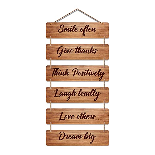 Artvibes Smile Often Give Thanks Designer Wall Hanging Wooden Art | Quotes Decor Item | Wall Illustrations | Office Decor | Wall Art Print | Inspirational Quotes | Gift Items (WH_3217N) - Image 1