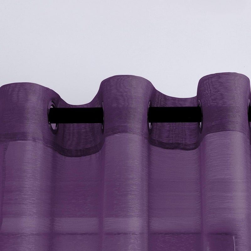 DONREN 2 Panels Royal Purple Sheer Curtains 72 Inches Long for Nursery with Grommet Window Transparent Pastel Curtains for Girls Bedroom Decor Baby Kids Decorations - Image 2