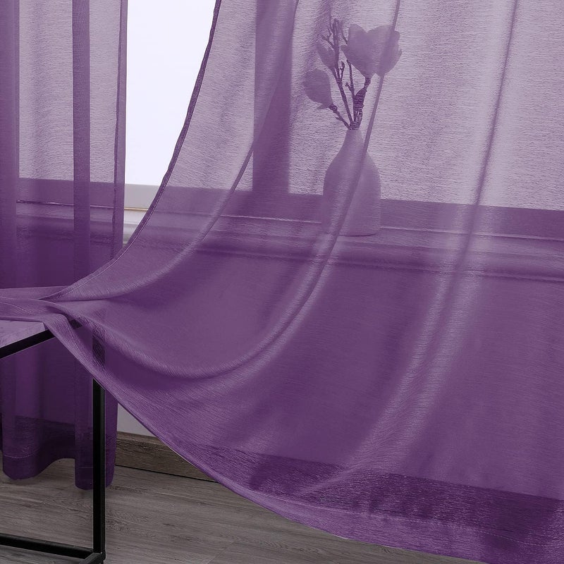 DONREN 2 Panels Royal Purple Sheer Curtains 72 Inches Long for Nursery with Grommet Window Transparent Pastel Curtains for Girls Bedroom Decor Baby Kids Decorations - Image 3