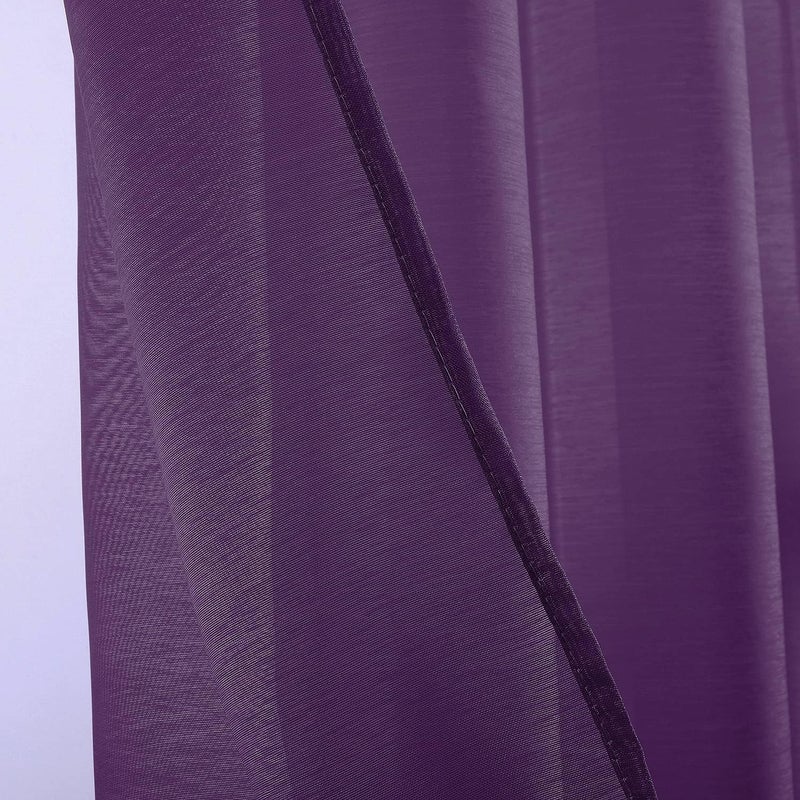 DONREN 2 Panels Royal Purple Sheer Curtains 72 Inches Long for Nursery with Grommet Window Transparent Pastel Curtains for Girls Bedroom Decor Baby Kids Decorations - Image 5