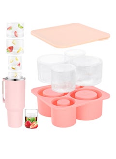 KASTWAVE Ice Cube Tray for Stanley Cup, Silicone Ice Cube Molds for Stanley Tumbler Cup, Ice Cube Trays with Lids for Chilling Drinks, Coffee, Pink  - Image 1