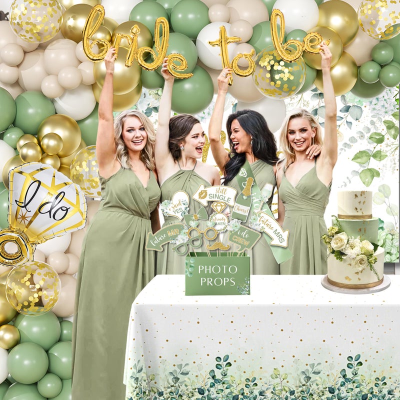 RainMeadow 215 Pc Premium Bridal Shower Decorations Olive Sage Green - Bridal Shower Balloon Boxes with A-Z Letters & Bridal Balloon Arch Kit & Bride to Be Balloon for Bridal, Bachelorette, Engagement or Wedding - Image 3