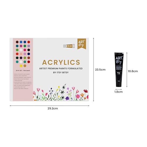 itsy-bitsy Itsy Bitsy Art Story Artists Acrylic Paint Set - 26 Colours X 15ml each| for Paper, Canvas, MDF, Wall, Glass, Plastic, Metal, Terracotta| Premium Multi Surface Paint for DIY Art & Craft - Image 2