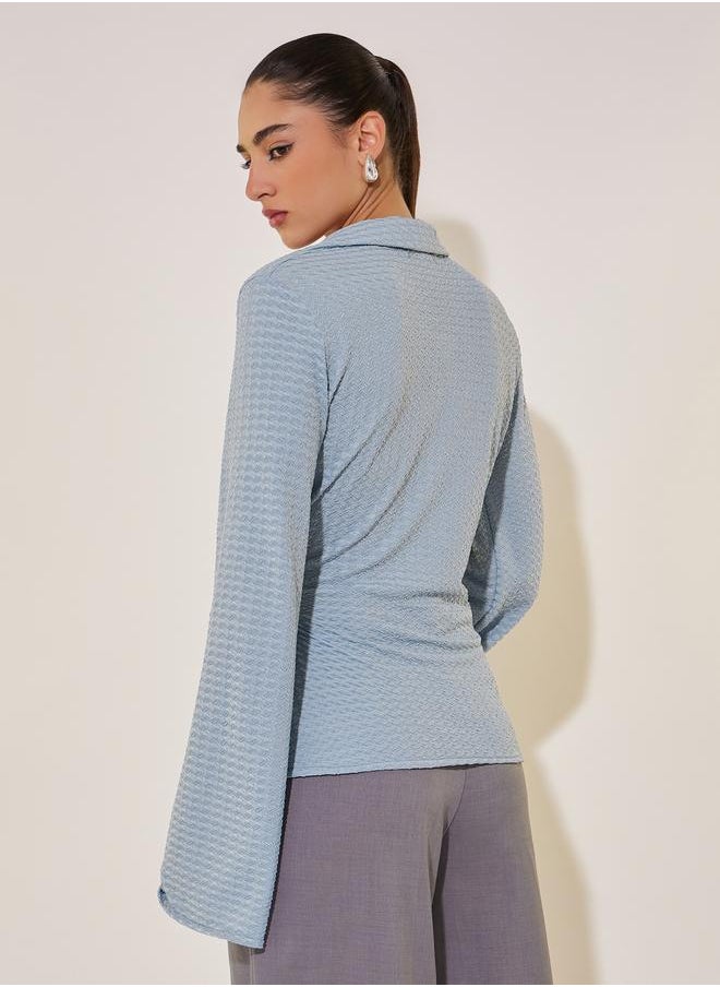 Take Two Take Two Texture Long Sleeve Wrap Top  - Image 5