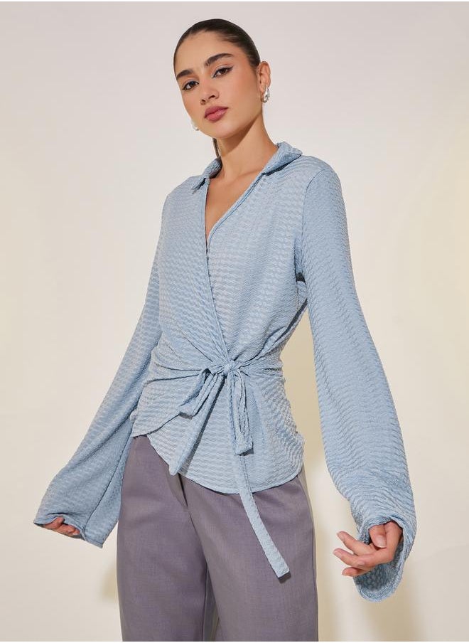 Take Two Take Two Texture Long Sleeve Wrap Top  - Image 3