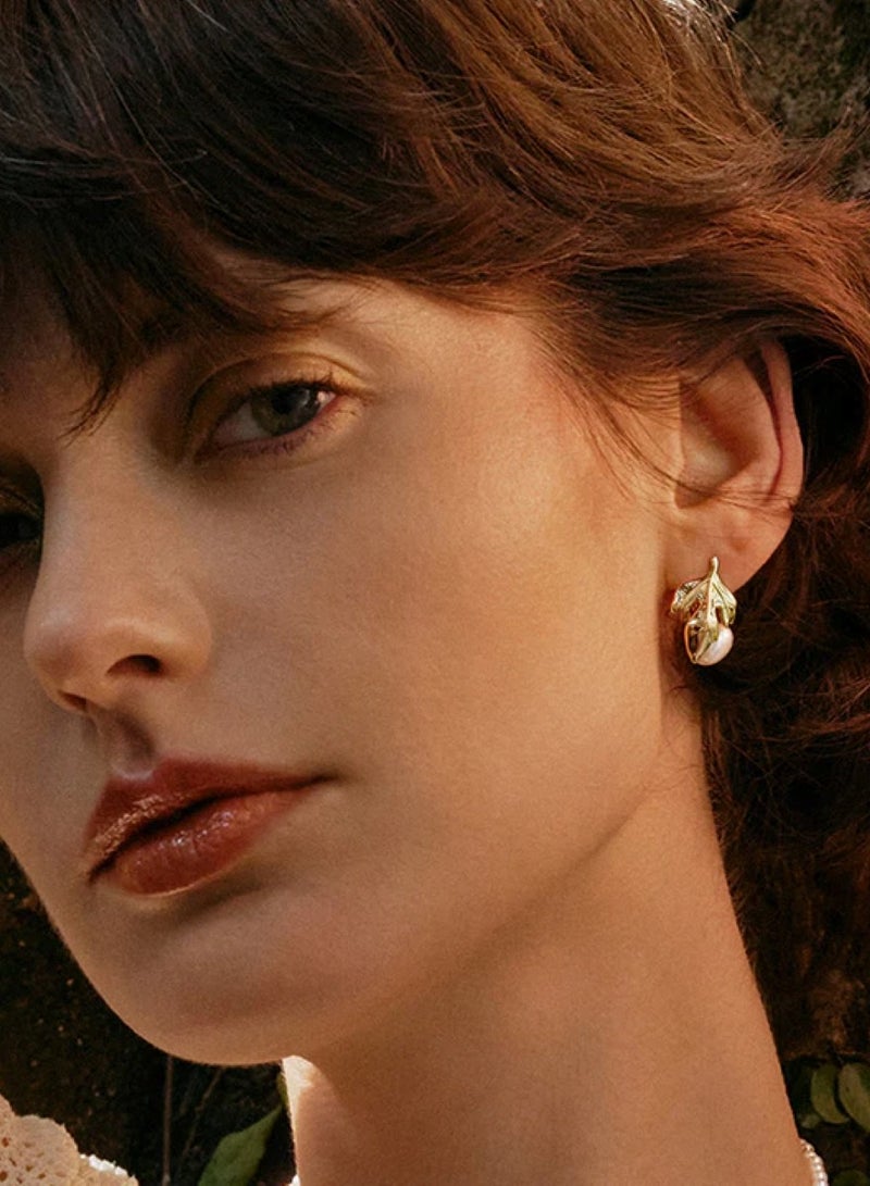 هيفانج أقراط ذهبية على شكل أوراق - Image 3