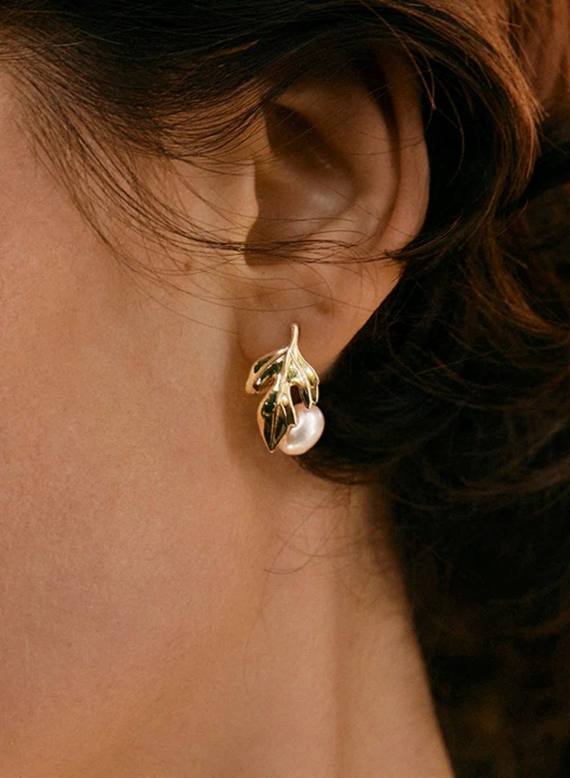 هيفانج أقراط ذهبية على شكل أوراق - Image 2