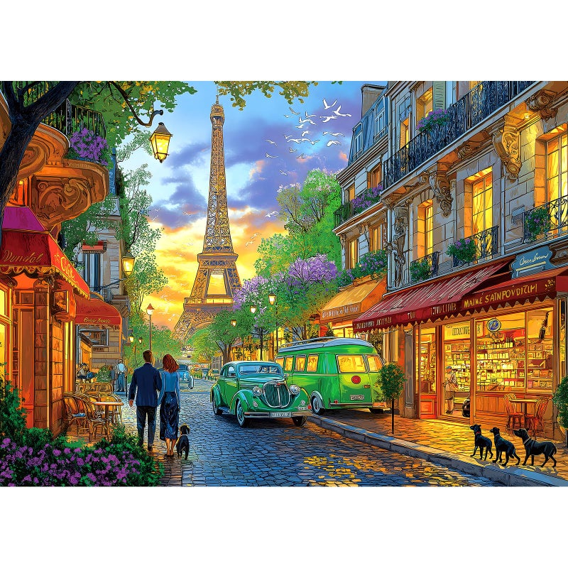 Blueforest 1000 Piece Puzzle for Adults Paris Street View Sunset Landscape Jigsaw Puzzle wEiffel Tower Challenging for Adults Family Game Night - Image 3