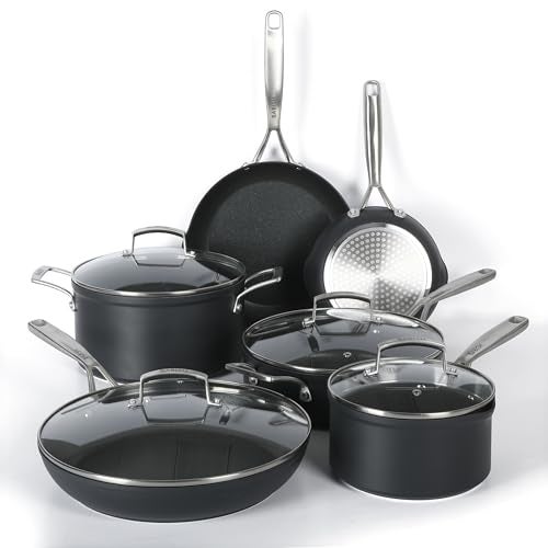 Babish 10 Piece Hard Anodized Laser Titanium Forever Non Stick Technology Durable Pots and Pans Cookware Set - Black - Image 1
