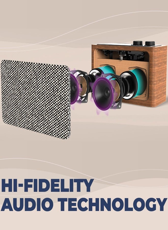 Fuse Zide Vintage Alarm Clock Radio | FM Radio Speaker with Bluetooth | Built-in Microphone | Adjustable LCD Screen | Mid Century Modern Style - Image 3