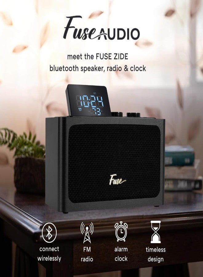 Fuse Zide Vintage Alarm Clock Radio | FM Radio Speaker with Bluetooth | Built-in Microphone | Adjustable LCD Screen | Mid Century Modern Style - Image 2