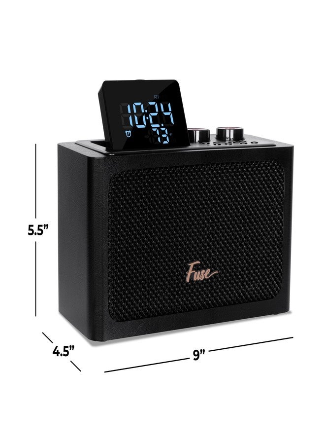 Fuse Zide Vintage Alarm Clock Radio | FM Radio Speaker with Bluetooth | Built-in Microphone | Adjustable LCD Screen | Mid Century Modern Style - Image 4