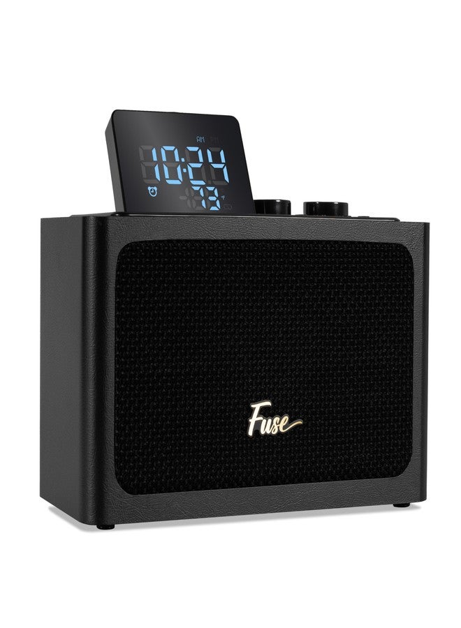 Fuse Zide Vintage Alarm Clock Radio | FM Radio Speaker with Bluetooth | Built-in Microphone | Adjustable LCD Screen | Mid Century Modern Style - Image 1