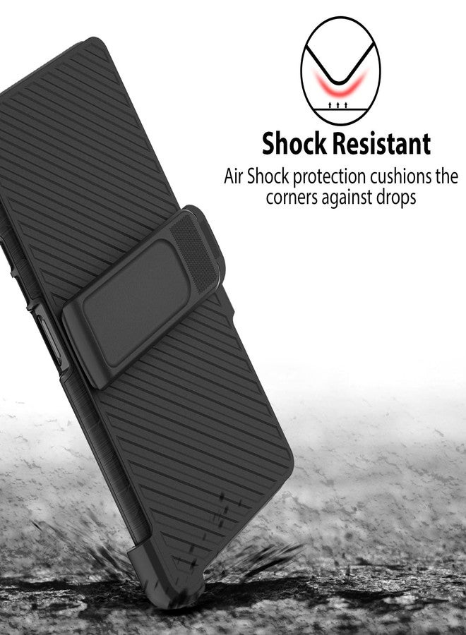 TJ's TJS Compatible for Boost Celero5G SC 2024 Case (Version Only), with Tempered Glass Screen Protector, Belt Clip Hybrid Kickstand Heavy Duty Magnetic Support Phone Case for Celero 5G SC (Black) - Image 3