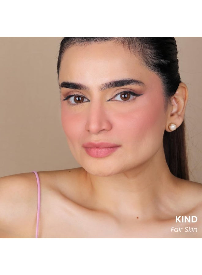 LAMIOR Kind Liquid Blush 5ML | Radiant & Satin Finish | 3 in 1 Colour for Cheeks, Lips & Eyes Tint | Long Lasting Natural Glow | Pigmented & Buildable, Enriched with Almond Oil, Jojoba & squalane - Image 3