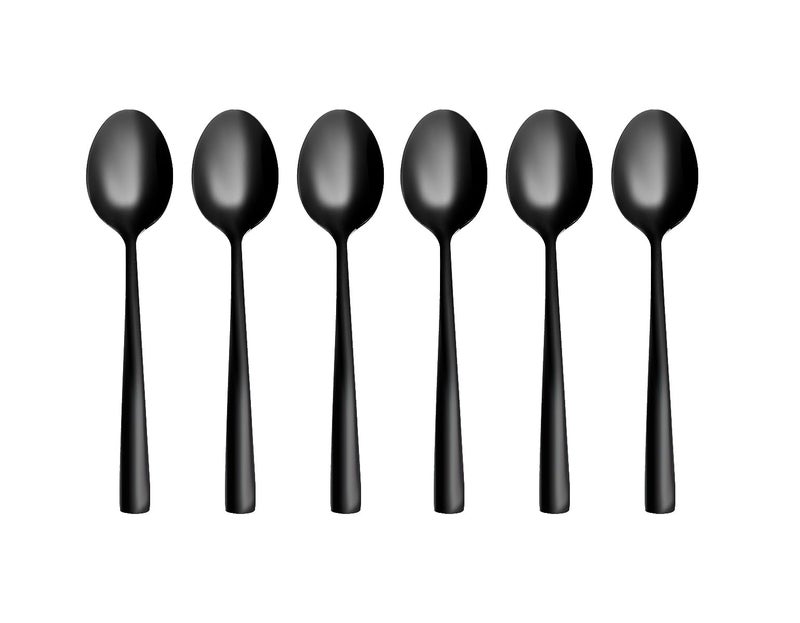 OTTO KONING Teaspoons Set of 6, Black Stainless Steel Coffee Dessert Spoons - Image 1