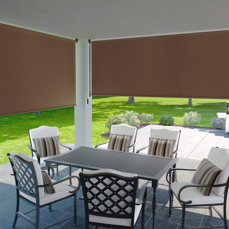 Coolaroo Exterior Roller Shade, Cordless Roller Shade with 90% UV Protection, No Valance, (4' W X 6' L), Mocha - Image 2