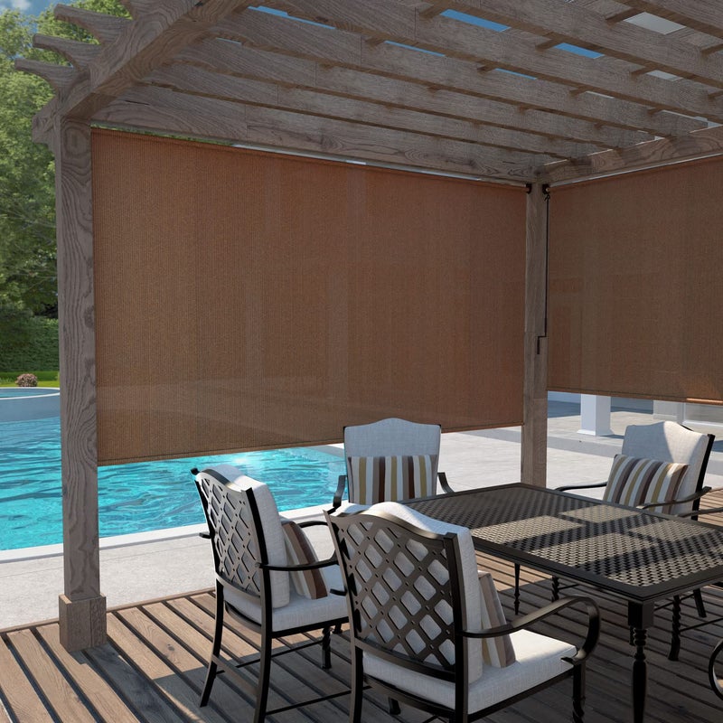 Coolaroo Exterior Roller Shade, Cordless Roller Shade with 90% UV Protection, No Valance, (4' W X 6' L), Mocha - Image 4