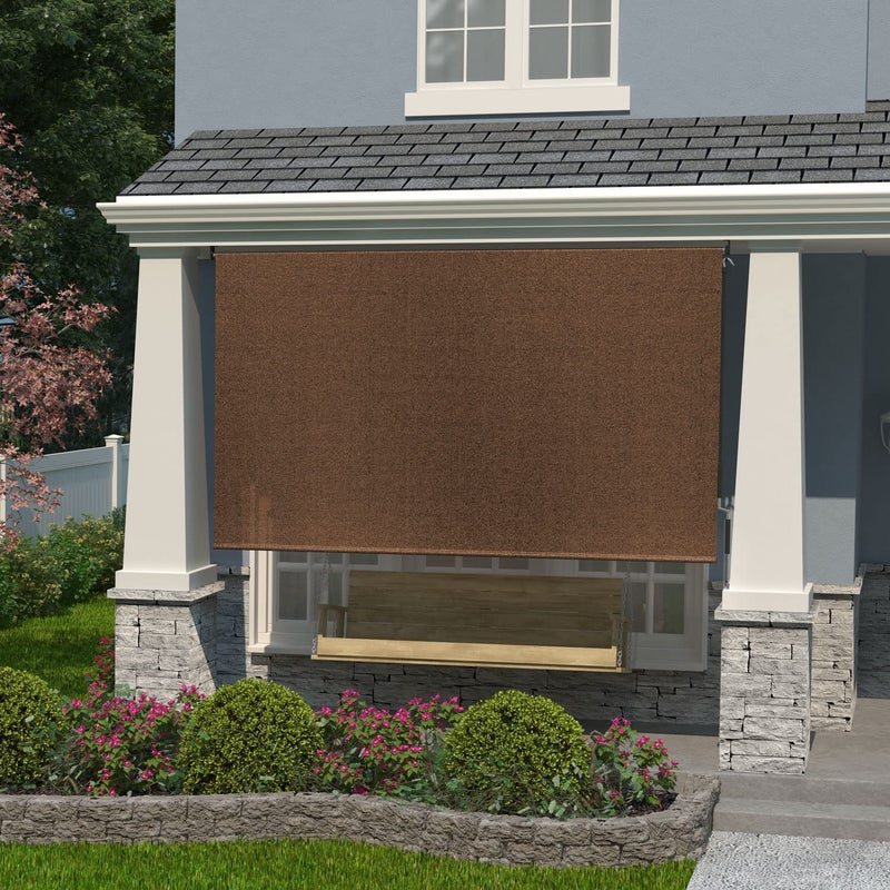 Coolaroo Exterior Roller Shade, Cordless Roller Shade with 90% UV Protection, No Valance, (4' W X 6' L), Mocha - Image 1