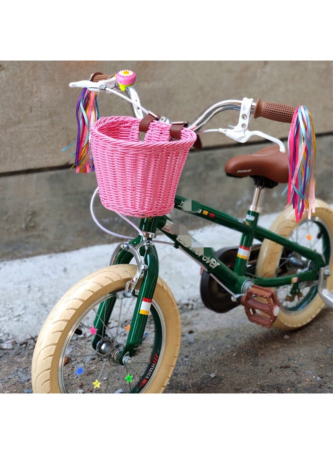 Heyworld Kids Bike Basket, Wicker Basket, Handlebar Bicycle Basket for Girls with Unicorn Necklace, Bike Bell, Streamers, Stickers Bike Decoration Accessories Set - Image 1