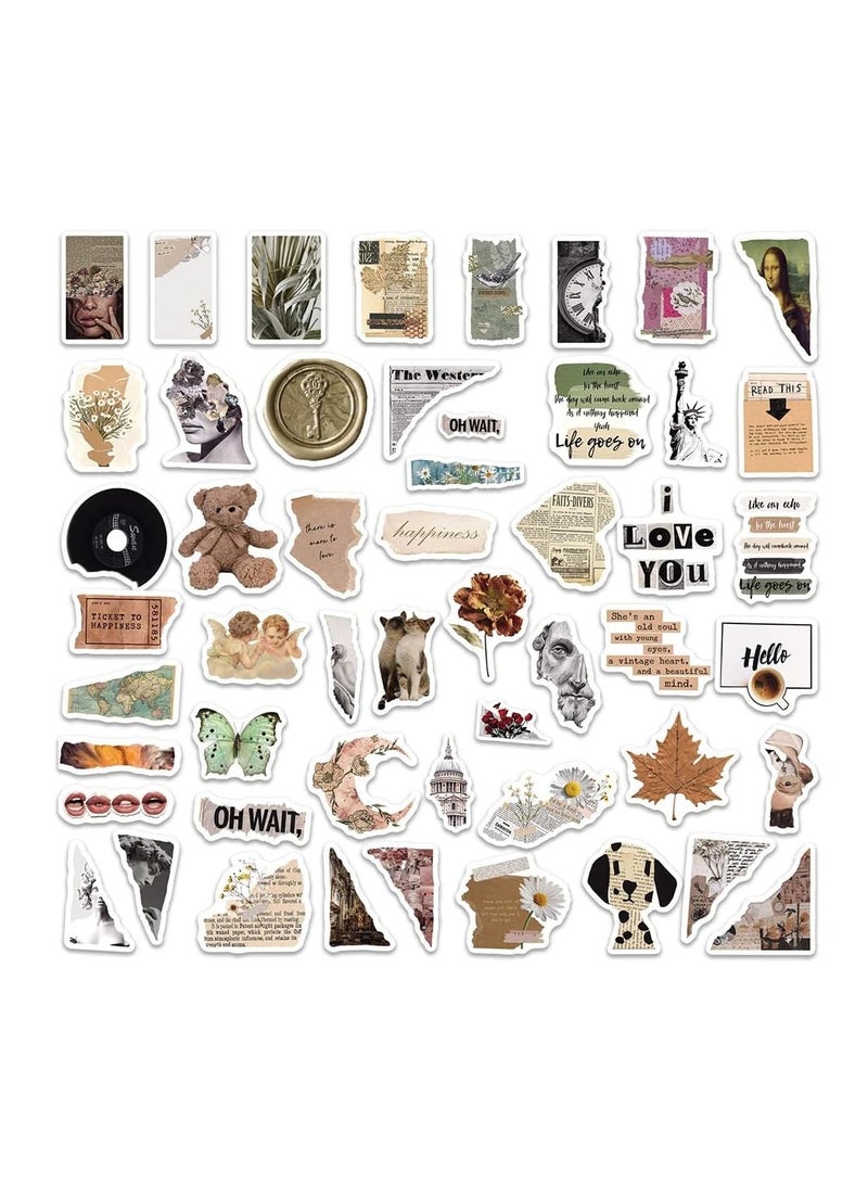 50pcs Vintage Retro Scrapbooking Stickers, Aesthetic Vinyl Waterproof Anime Mixed Stickers for Laptop, Bicycle, Water Bottles, Hydro Flask, Skateboard, Computer, Phone/Mobile Sticker Pack - Image 3