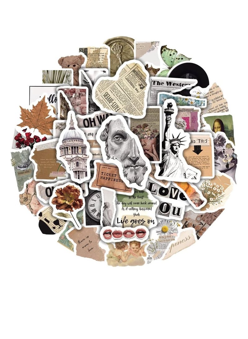 50pcs Vintage Retro Scrapbooking Stickers, Aesthetic Vinyl Waterproof Anime Mixed Stickers for Laptop, Bicycle, Water Bottles, Hydro Flask, Skateboard, Computer, Phone/Mobile Sticker Pack - Image 2