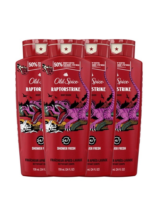 أولد سبايس غسول الجسم أولد سبايس للرجال، رابتور سترايك، رغوة تدوم طويلاً، 24 أونصة سائلة (عبوة من 4 قطع) - Image 1