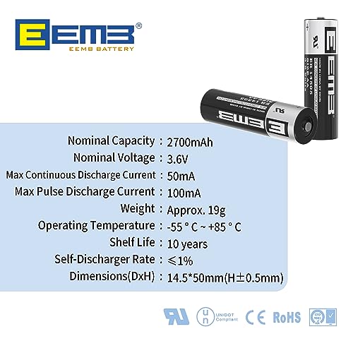 EEMB 4Pack ER14505 AA 3.6V Lithium Battery Li-SOCL₂ Non-Rechargeable Battery SB-AA11 LS14500 TL-5903 SL-360 S7-400 ER14500 for Sensor Water Electricity Meter Gas PLC Facility Equipment Spare Battery - Image 2