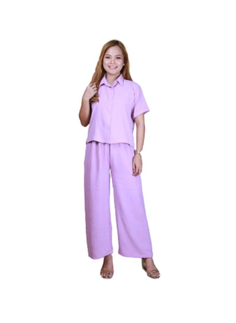 Veronica Elegant Comfortable 2-Piece Co-ord Set -Purple  - Image 1