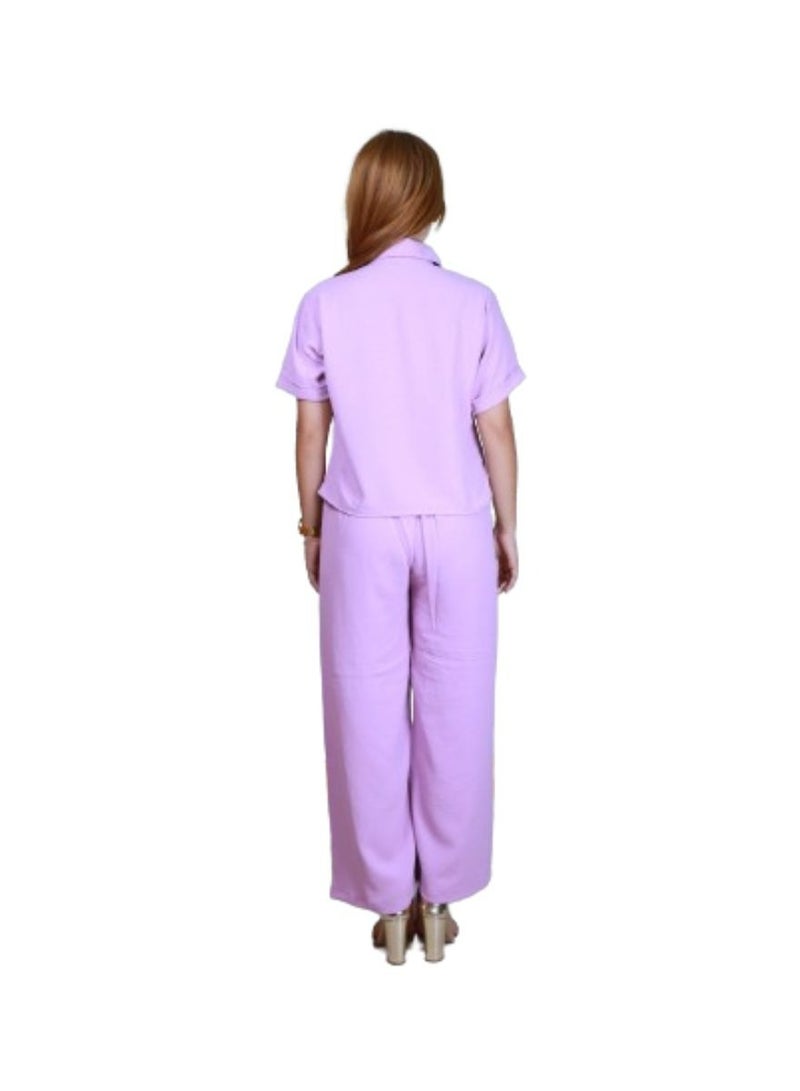 Veronica Elegant Comfortable 2-Piece Co-ord Set -Purple  - Image 2
