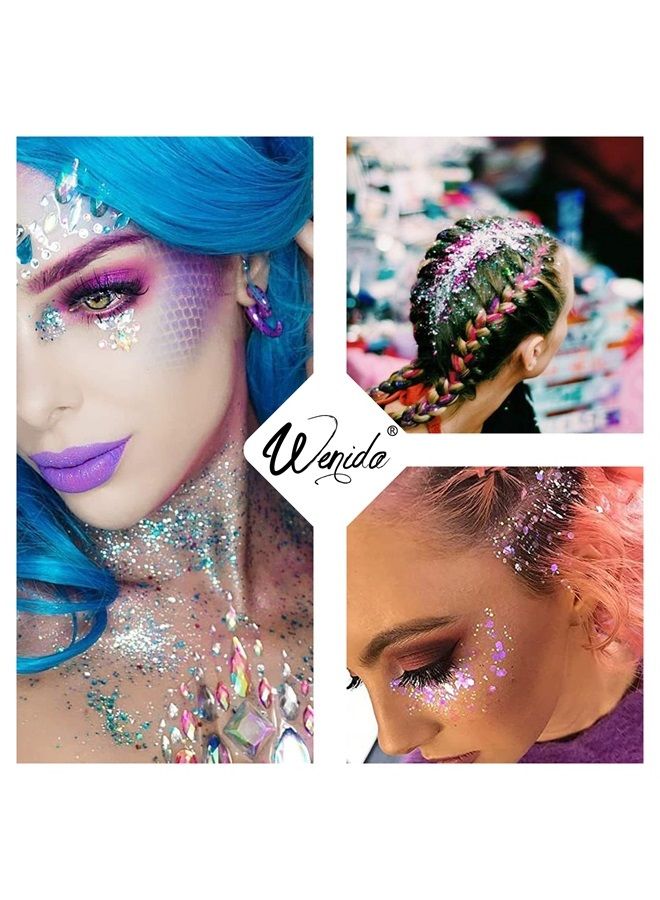 Wenida Body Glitter Wenida 8 Colors Iridescent Ultra Sparkle Opal Chunky Glitter Cosmetic Festival Makeup Powder for Nail Hair Eye Face - Image 3