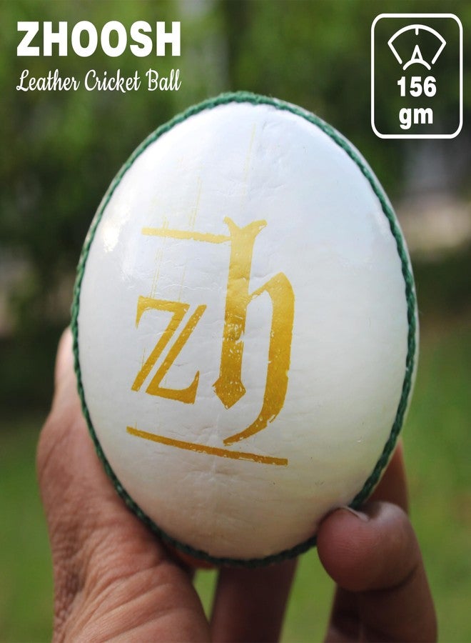 Zhoosh ™ White Cricket Leather Ball (6) - Image 4